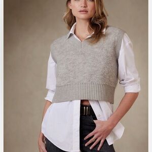 Banana Republic Light Gray Safido Cozy Boucle Sweater Vest